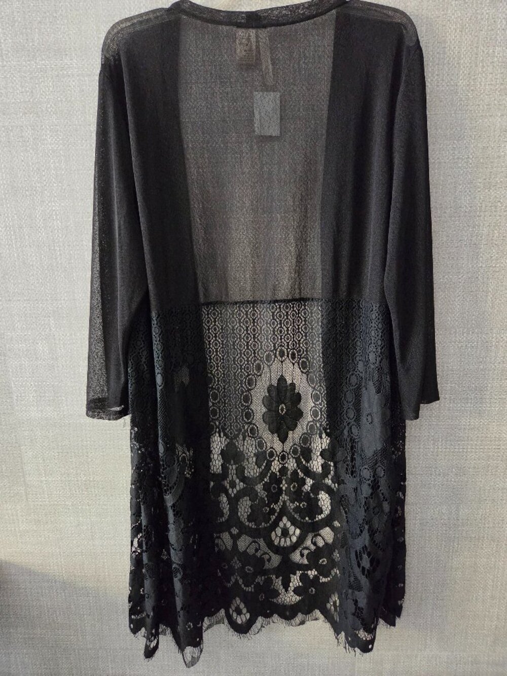 Forgotten Grace women crochet black cardigan, size XL.